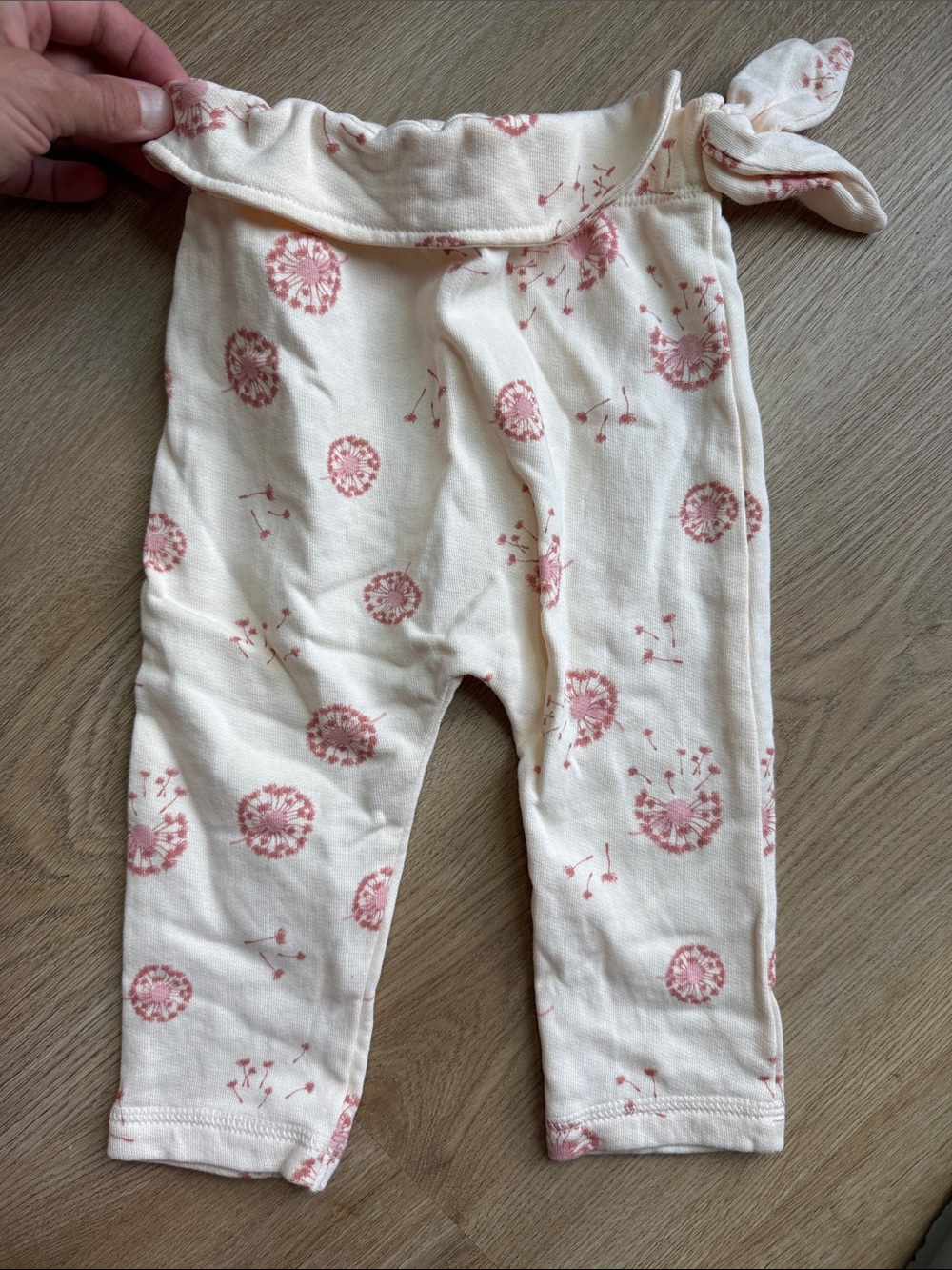 Cream Baby Leggings with Dusty Rose Floral Print